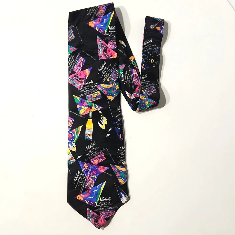 90's Wine Vogue Collection Nichols Winery Silk Tie Images of a Sommelier HTF NEW